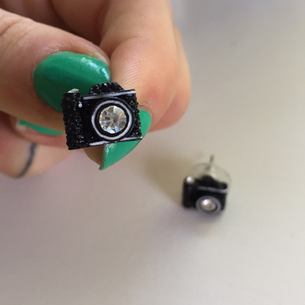 Rhinestone camera earrings